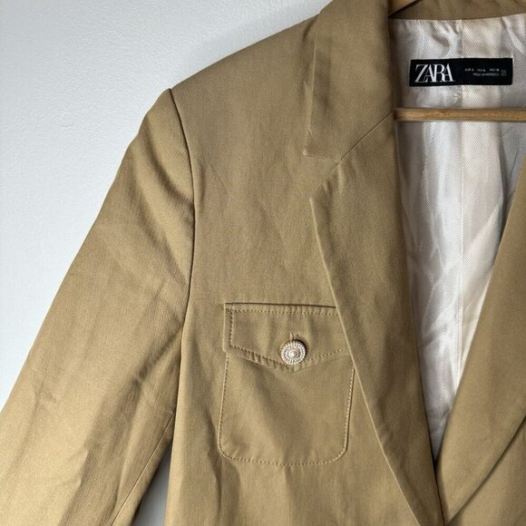 Zara Classic Khaki Blazer - Picture 3 of 11